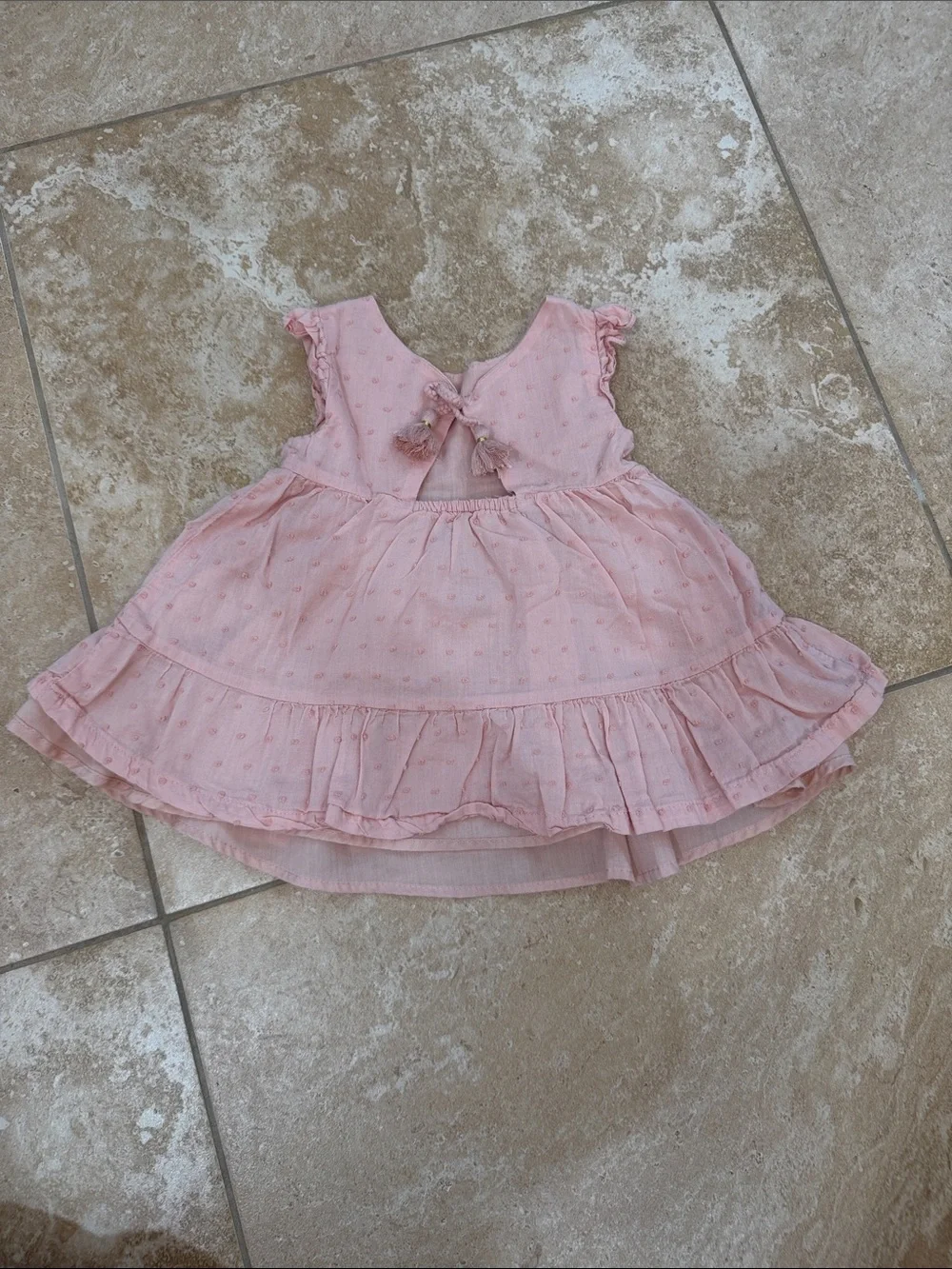 Pink Ruffle Baby Dress with Eyelet Trim
